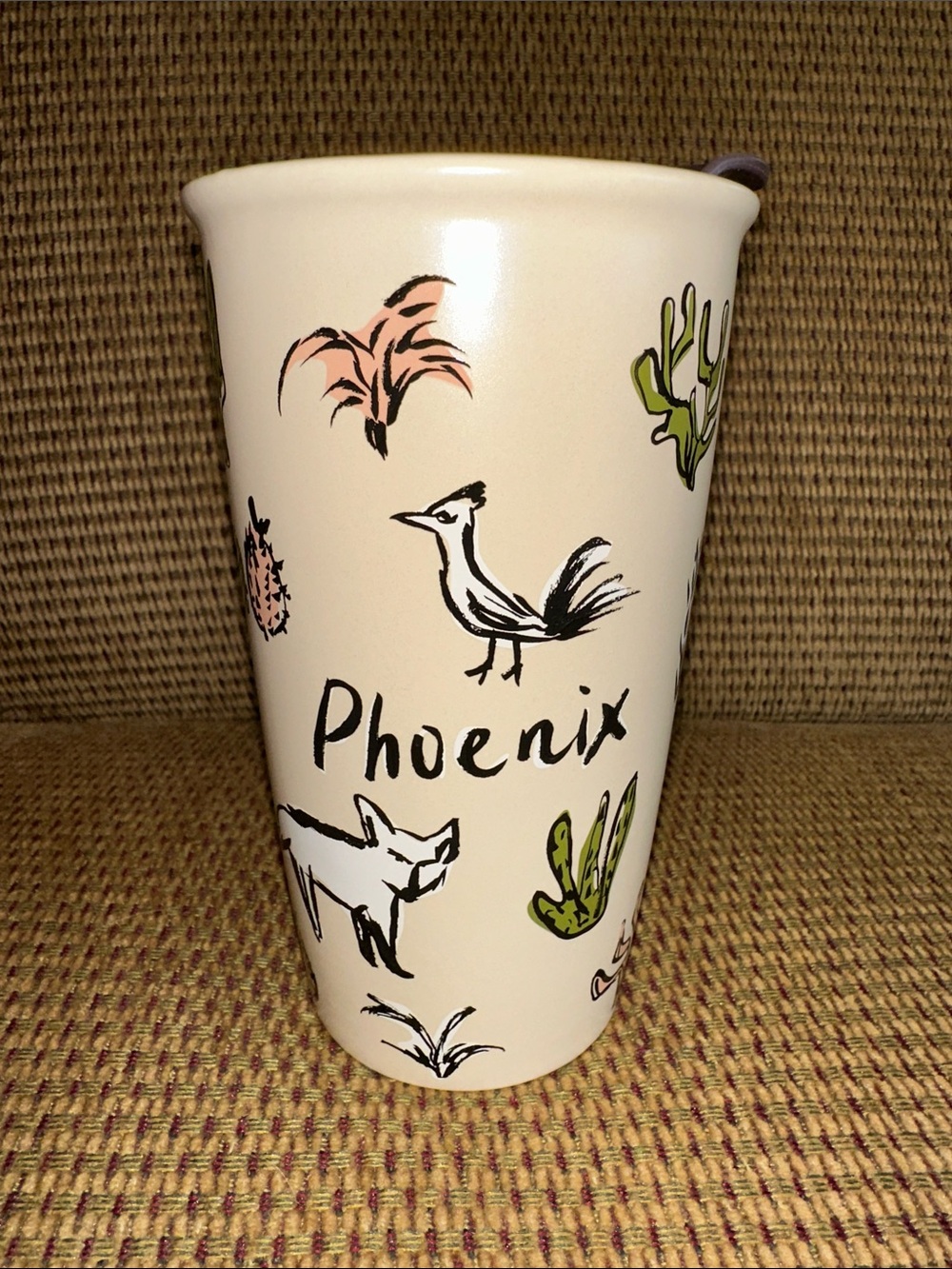Starbucks Phoenix Ceramic To Go Coffee Travel Mug with Lid 12 oz EUC
